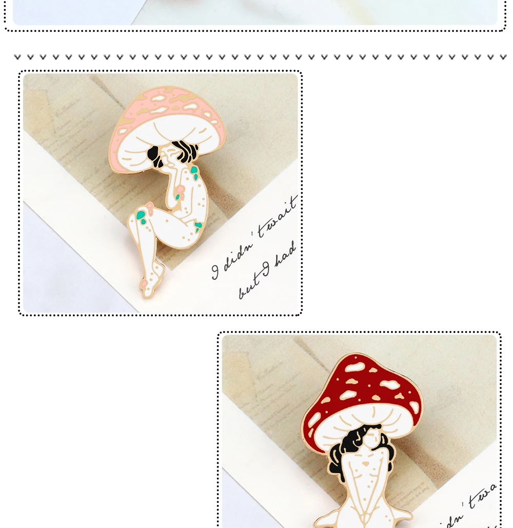 Mushroom Lady Theme Lapel Pins Art Girls and Plant Brooches Cartoon Funny Backpack Enamel Pin Woman Badges Fashion Jewelry Gifts