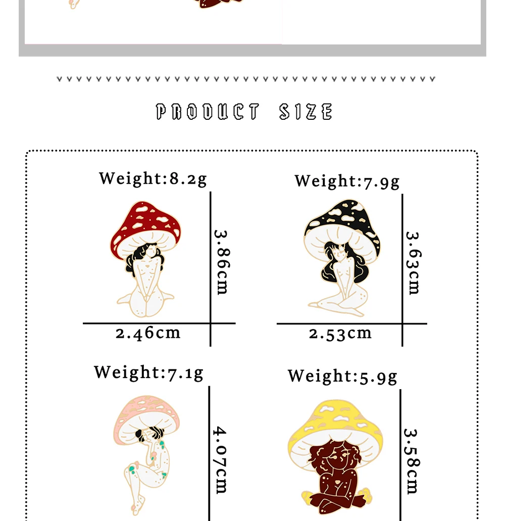 Mushroom Lady Theme Lapel Pins Art Girls and Plant Brooches Cartoon Funny Backpack Enamel Pin Woman Badges Fashion Jewelry Gifts