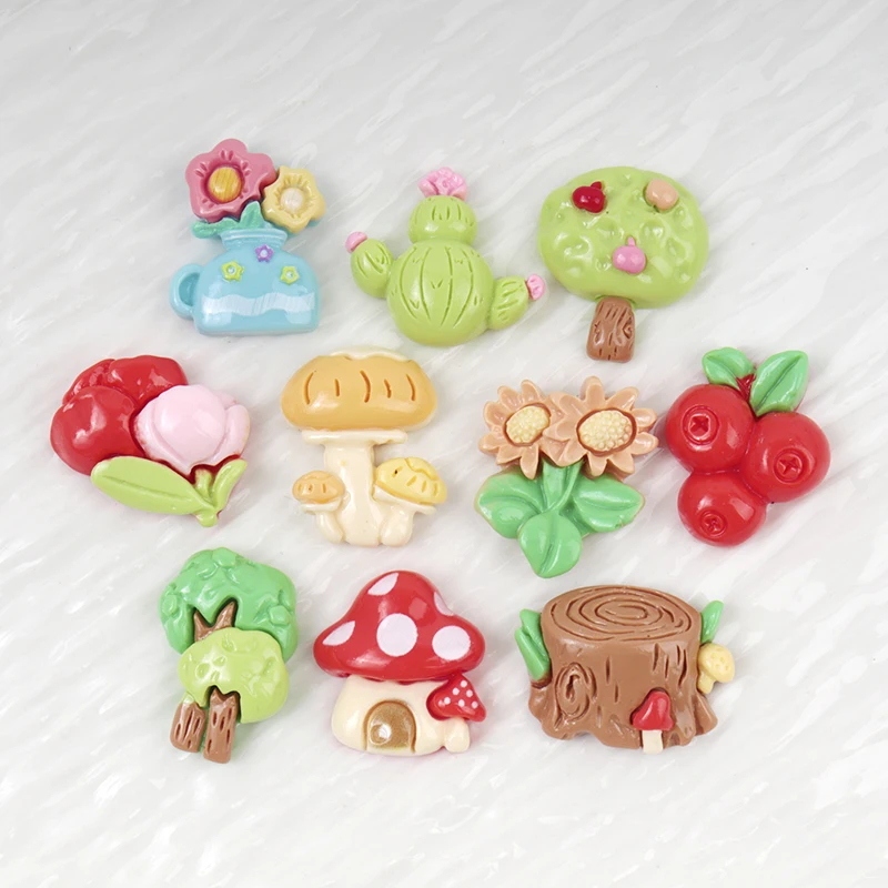 10/100PCS Rural Mushroom Series Children Resin Craft Ornament DIY Jewelry Decor Accessories Art Handwork Flatback Patch Material