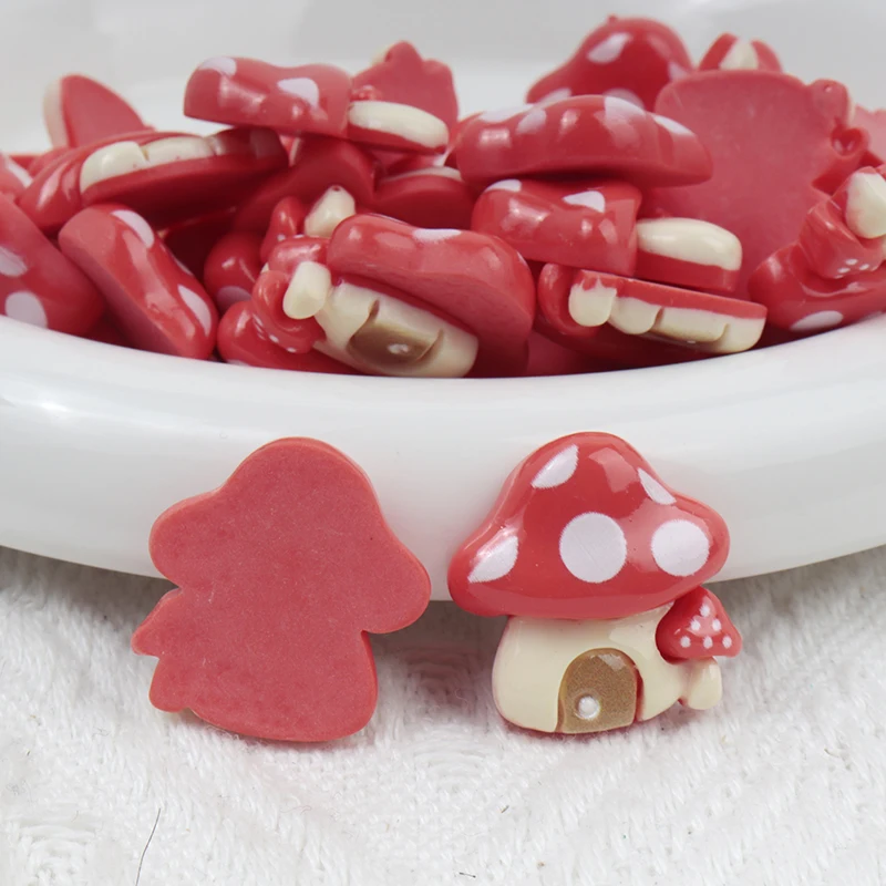 10/100PCS Rural Mushroom Series Children Resin Craft Ornament DIY Jewelry Decor Accessories Art Handwork Flatback Patch Material