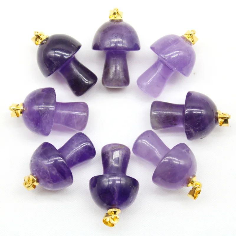 Wholesale Natural Stone Quartz Crystal Amethyst lapis lazuli Mushroom Pendant For DIY Jewelry Making Necklace Accessories 15pcs Wholesale Natural Stone Quartz Crystal Amethyst lapis lazuli Mushroom Pendant For DIY Jewelry Making Necklace Accessories 15pcs