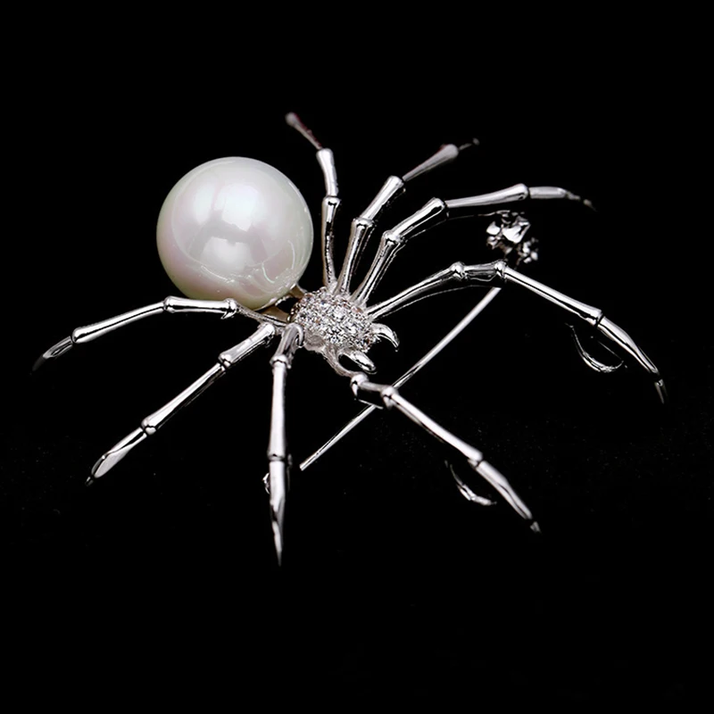 Exaggerated black white spider creative brooch men women party clothes scarf accessories pin brooches gift