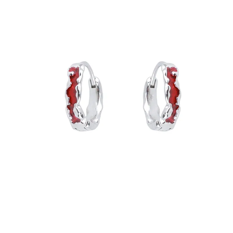 Red Pattern Venom Ear Buckle Unisex Style Earrings Luxury Men Women Irregular Texture 925 Silver Earrings Drop Glaze Jewelry Red Pattern Venom Ear Buckle Unisex Style Earrings Luxury Men Women Irregular Texture 925 Silver Earrings Drop Glaze Jewelry