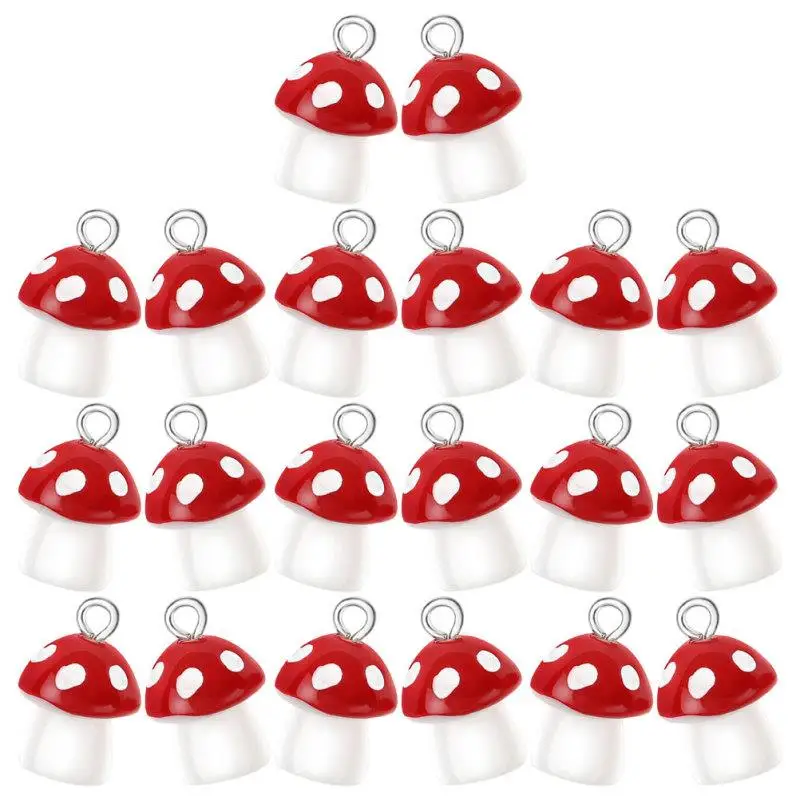 20 Pcs Mushroom Pendant Charms for Earring Making Earrings Bulk Jewelry Mushrooms