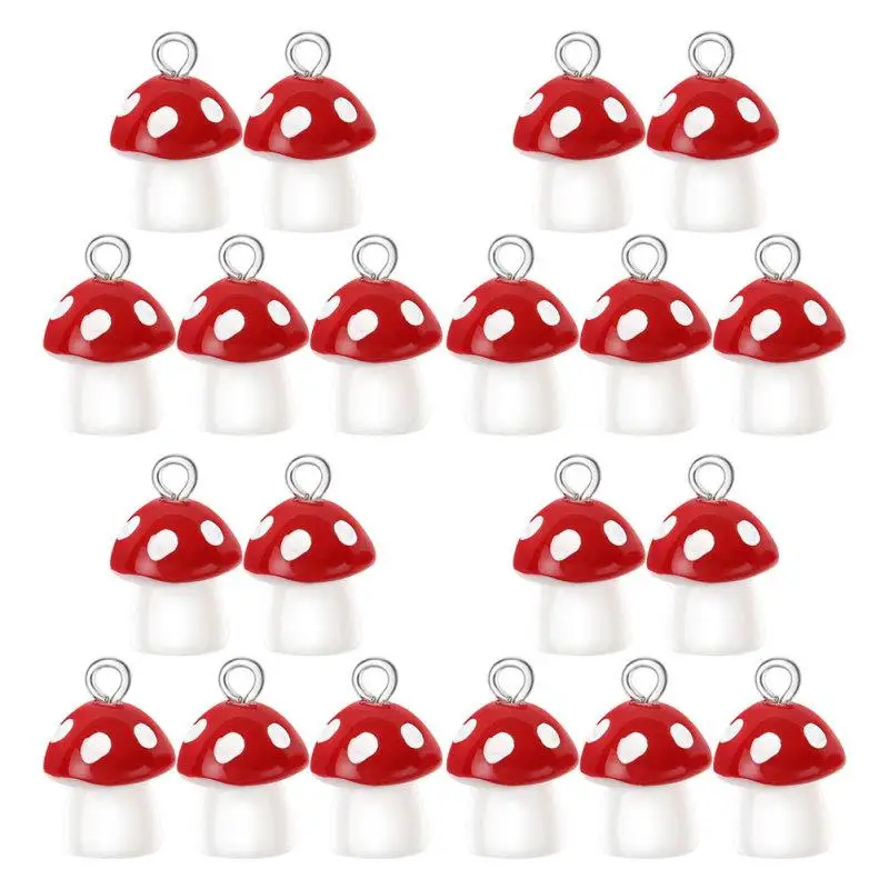 20 Pcs Mushroom Pendant Charms for Earring Making Earrings Bulk Jewelry Mushrooms
