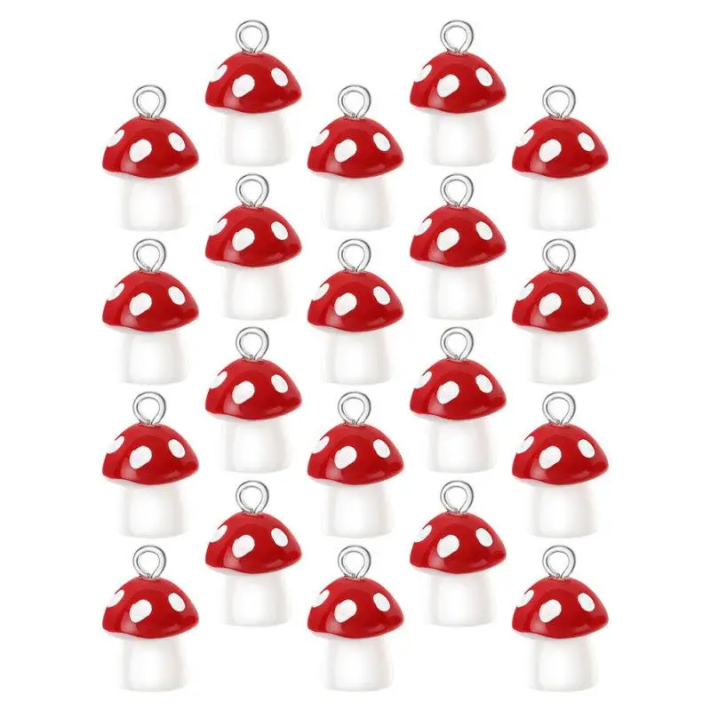 20 Pcs Mushroom Pendant Charms for Earring Making Earrings Bulk Jewelry Mushrooms