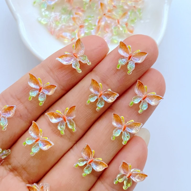50Pcs New Cute Mini 9*11mm Shiny Butterfly Resin Flatback Cabochon Ornament Jewelry Making Hairwear Accessorie 50Pcs New Cute Mini 9*11mm Shiny Butterfly Resin Flatback Cabochon Ornament Jewelry Making Hairwear Accessorie