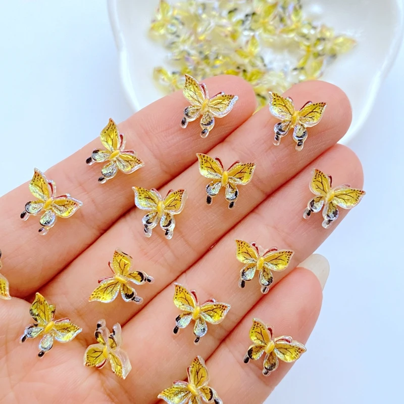 50Pcs New Cute Mini 9*11mm Shiny Butterfly Resin Flatback Cabochon Ornament Jewelry Making Hairwear Accessorie 50Pcs New Cute Mini 9*11mm Shiny Butterfly Resin Flatback Cabochon Ornament Jewelry Making Hairwear Accessorie