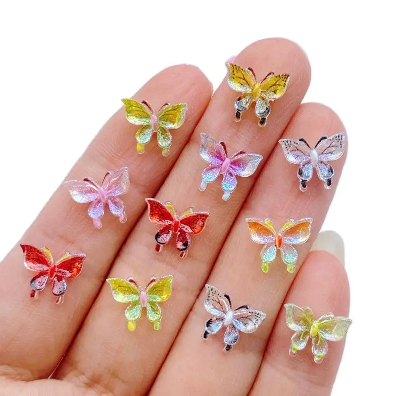 50Pcs New Cute Mini 9*11mm Shiny Butterfly Resin Flatback Cabochon Ornament Jewelry Making Hairwear Accessorie 50Pcs New Cute Mini 9*11mm Shiny Butterfly Resin Flatback Cabochon Ornament Jewelry Making Hairwear Accessorie