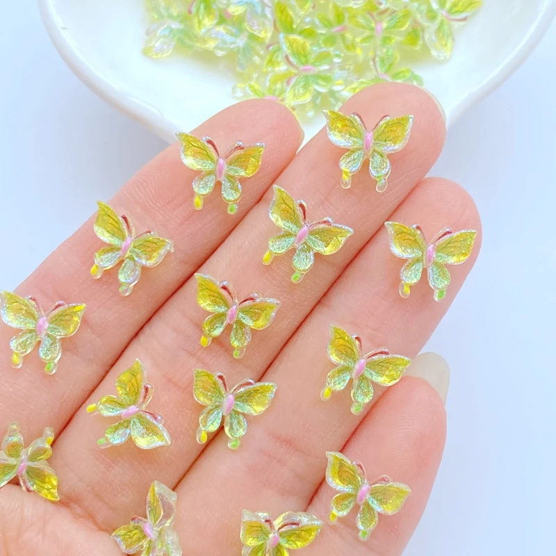 50Pcs New Cute Mini 9*11mm Shiny Butterfly Resin Flatback Cabochon Ornament Jewelry Making Hairwear Accessorie 50Pcs New Cute Mini 9*11mm Shiny Butterfly Resin Flatback Cabochon Ornament Jewelry Making Hairwear Accessorie