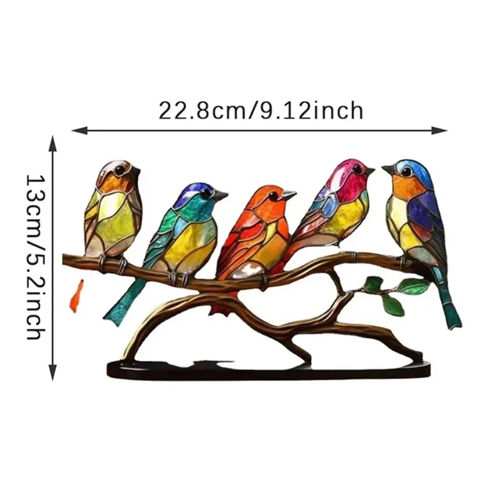 Multicolor Fairy Birds Stained Acrylic Birds on Branch Desktop Ornaments Double Sided Multicolor Style Craft Statue Ornaments Multicolor Fairy Birds Stained Acrylic Birds on Branch Desktop Ornaments Double Sided Multicolor Style Craft Statue Ornaments
