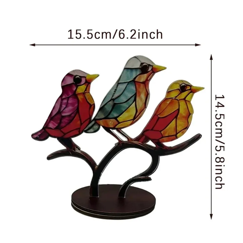 Multicolor Fairy Birds Stained Acrylic Birds on Branch Desktop Ornaments Double Sided Multicolor Style Craft Statue Ornaments Multicolor Fairy Birds Stained Acrylic Birds on Branch Desktop Ornaments Double Sided Multicolor Style Craft Statue Ornaments