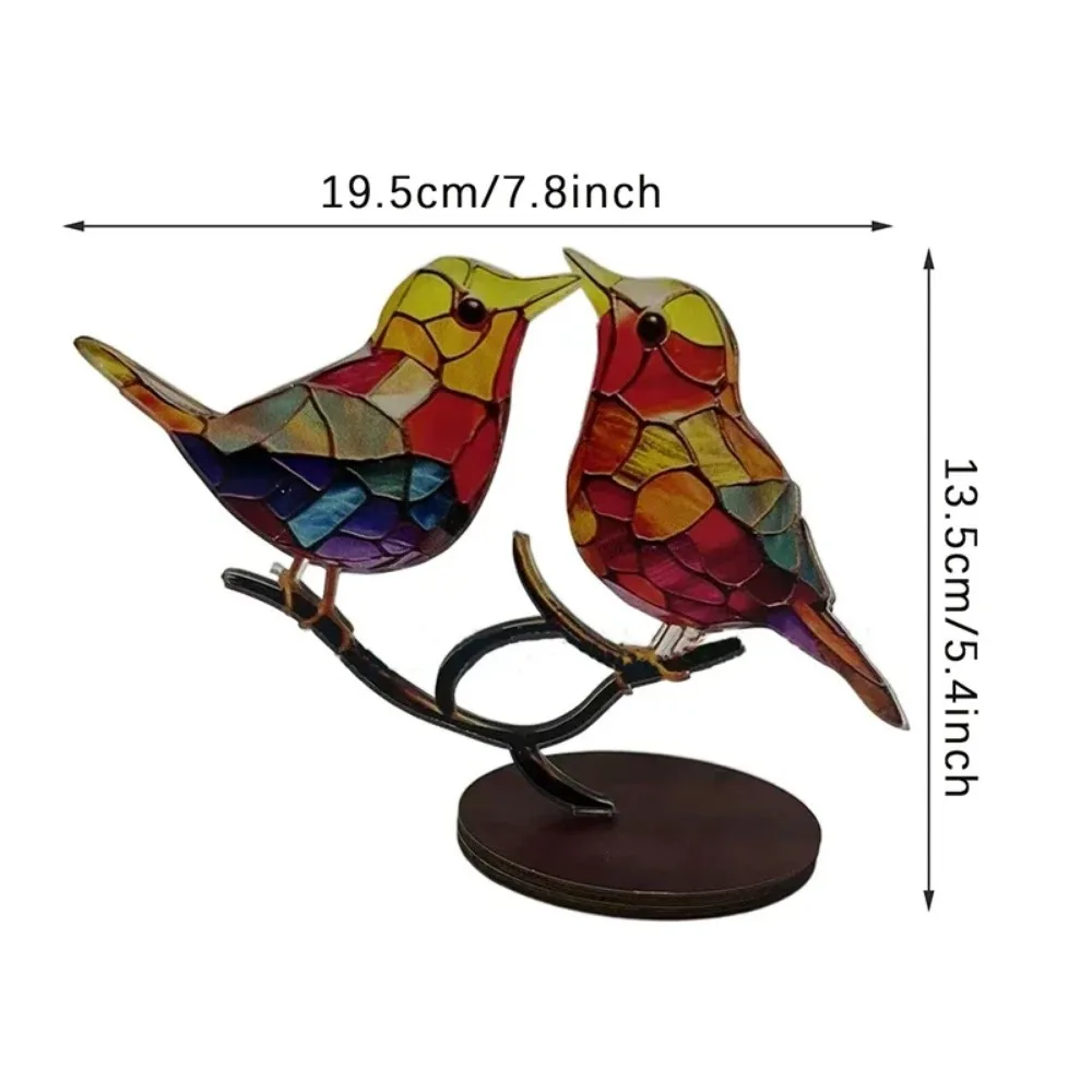 Multicolor Fairy Birds Stained Acrylic Birds on Branch Desktop Ornaments Double Sided Multicolor Style Craft Statue Ornaments Multicolor Fairy Birds Stained Acrylic Birds on Branch Desktop Ornaments Double Sided Multicolor Style Craft Statue Ornaments