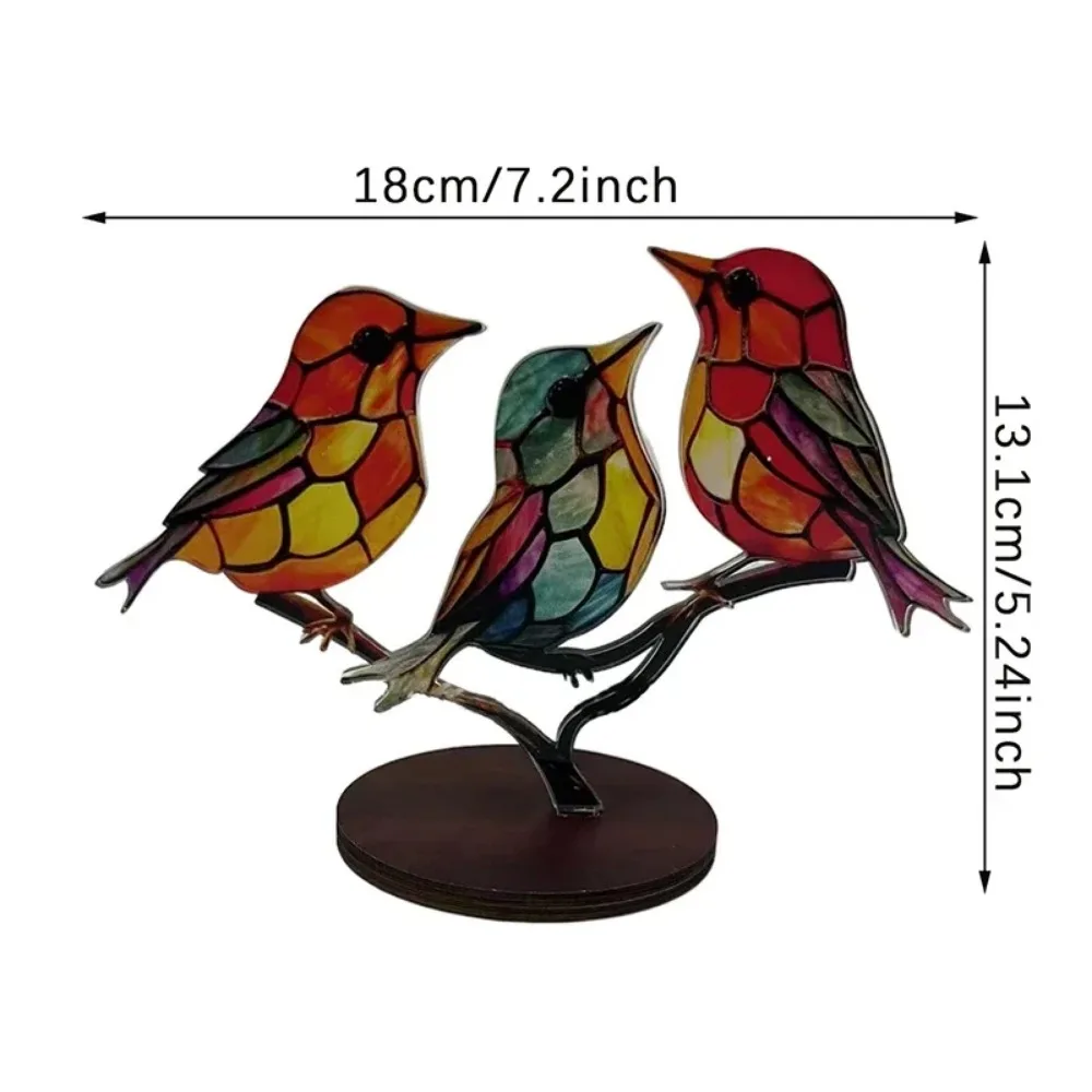 Multicolor Fairy Birds Stained Acrylic Birds on Branch Desktop Ornaments Double Sided Multicolor Style Craft Statue Ornaments Multicolor Fairy Birds Stained Acrylic Birds on Branch Desktop Ornaments Double Sided Multicolor Style Craft Statue Ornaments