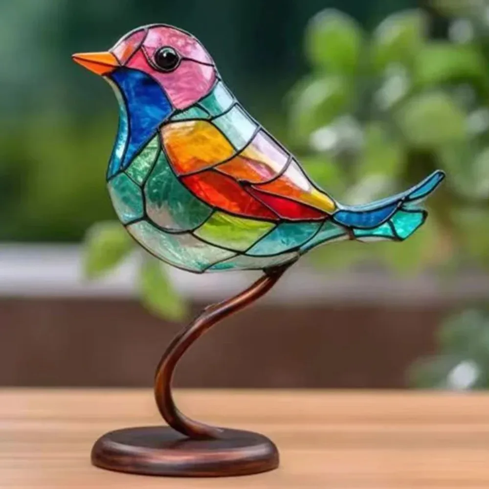 Multicolor Fairy Birds Stained Acrylic Birds on Branch Desktop Ornaments Double Sided Multicolor Style Craft Statue Ornaments Multicolor Fairy Birds Stained Acrylic Birds on Branch Desktop Ornaments Double Sided Multicolor Style Craft Statue Ornaments