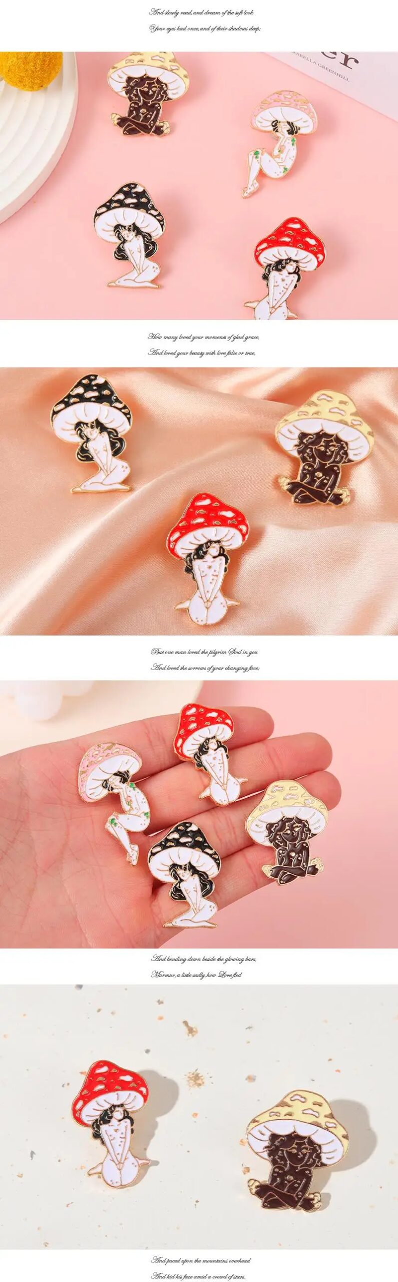 Mushroom Lady Enamel Pins Custom Girls and Plant Brooches Lapel Badges Cartoon Nature Art Jewelry Gift for Friends Mushroom Lady Enamel Pins Custom Girls and Plant Brooches Lapel Badges Cartoon Nature Art Jewelry Gift for Friends