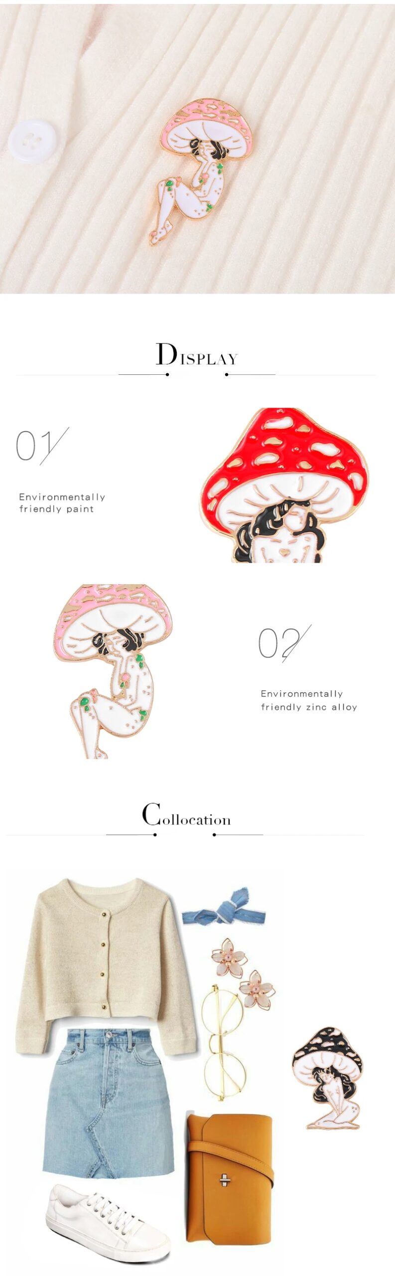 Mushroom Lady Enamel Pins Custom Girls and Plant Brooches Lapel Badges Cartoon Nature Art Jewelry Gift for Friends Mushroom Lady Enamel Pins Custom Girls and Plant Brooches Lapel Badges Cartoon Nature Art Jewelry Gift for Friends