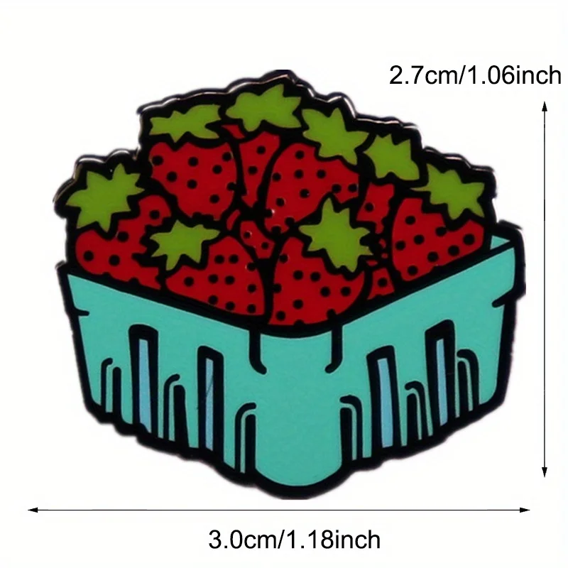 Strawberries Basket Fruit Brooch Cute Enamel Badge Jewelry Accessory Gift