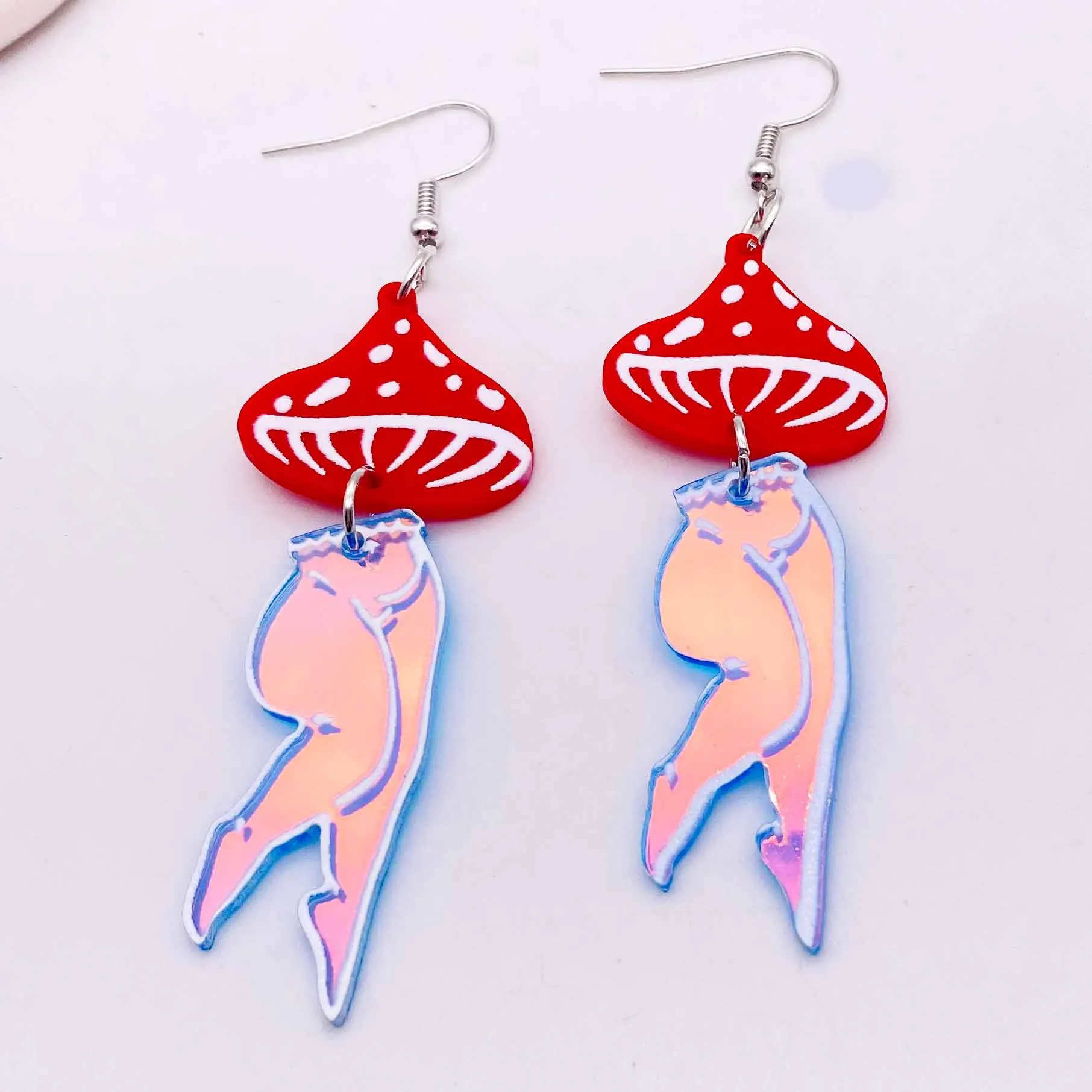 Mushroom Women Stud Earrings Sexy Cartoon Bikini Figure Character Mushroom Girl  Acrylic Earring Jewelry for Women Birthday Gift