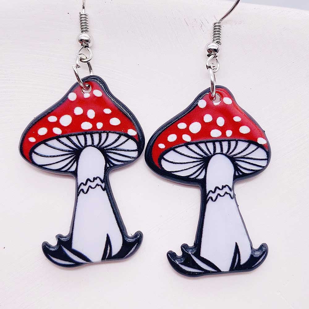 Mushroom Women Stud Earrings Sexy Cartoon Bikini Figure Character Mushroom Girl  Acrylic Earring Jewelry for Women Birthday Gift