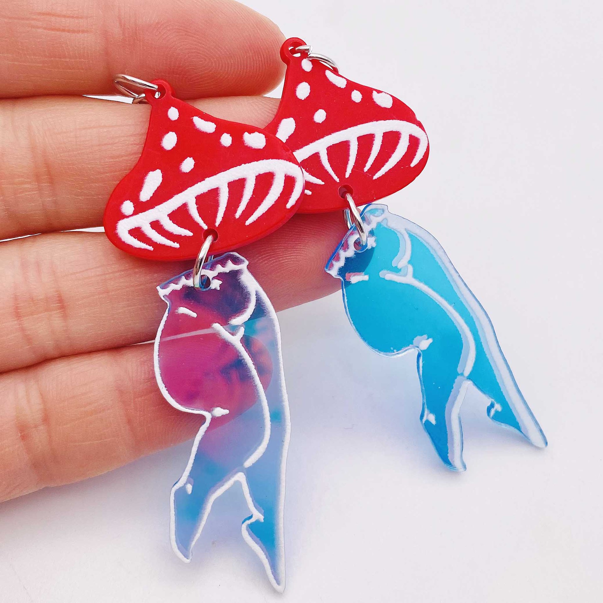 Mushroom Women Stud Earrings Sexy Cartoon Bikini Figure Character Mushroom Girl  Acrylic Earring Jewelry for Women Birthday Gift