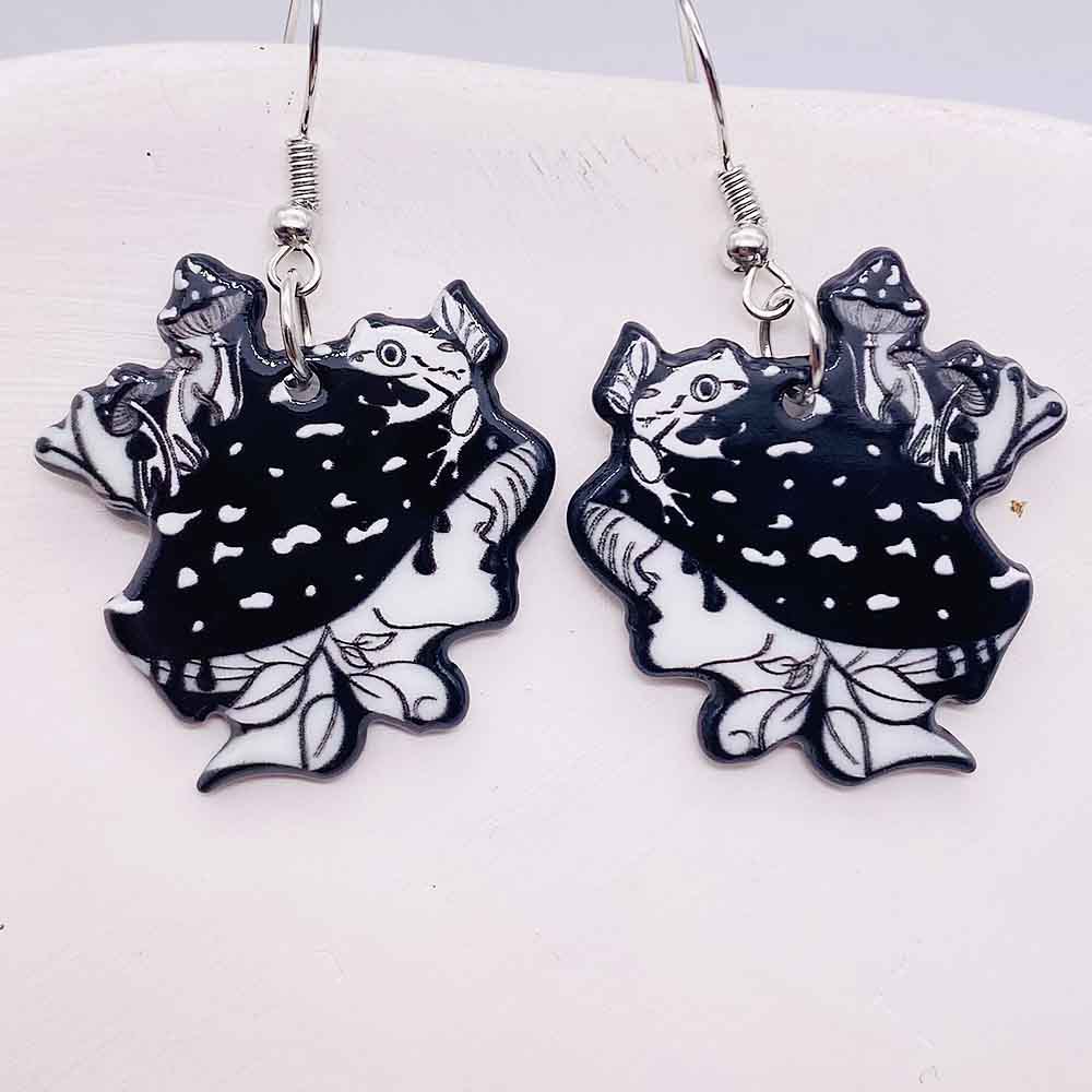 Mushroom Women Stud Earrings Sexy Cartoon Bikini Figure Character Mushroom Girl  Acrylic Earring Jewelry for Women Birthday Gift