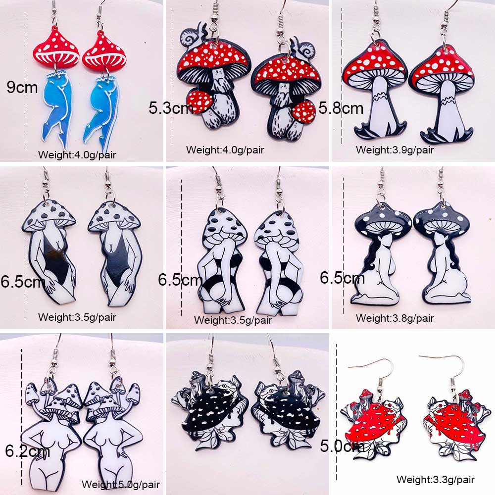 Mushroom Women Stud Earrings Sexy Cartoon Bikini Figure Character Mushroom Girl Acrylic Earring Jewelry for Women Birthday Gift Mushroom Women Stud Earrings Sexy Cartoon Bikini Figure Character Mushroom Girl Acrylic Earring Jewelry for Women Birthday Gift