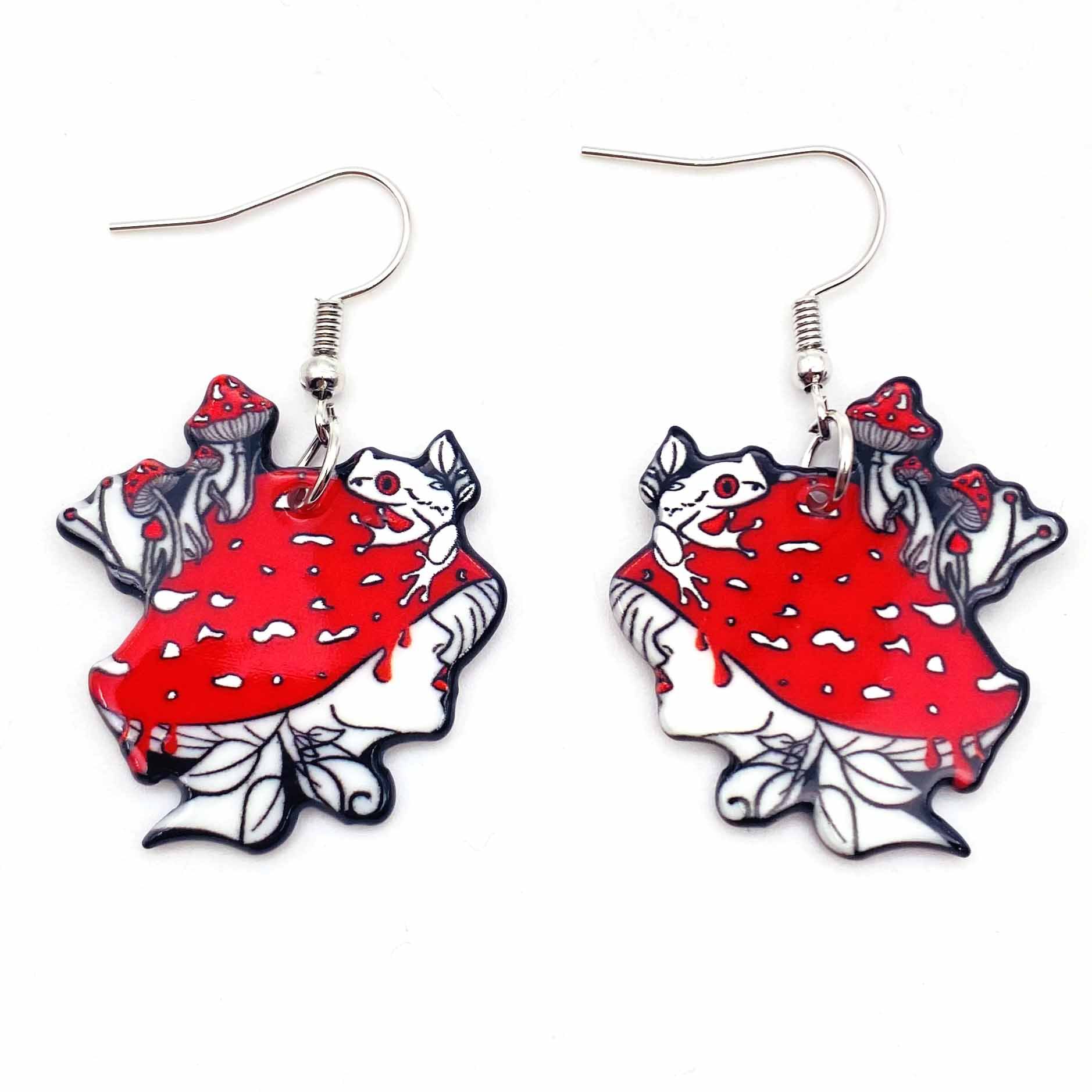 Mushroom Women Stud Earrings Sexy Cartoon Bikini Figure Character Mushroom Girl  Acrylic Earring Jewelry for Women Birthday Gift