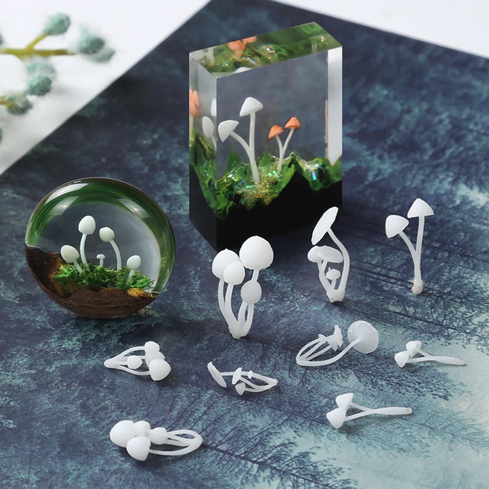 3Pcs Mix Style Crystal Epoxy Mini Mushroom Modeling Epoxy Mold DIY Crafts Filling Supplies UV Accessories Decoration