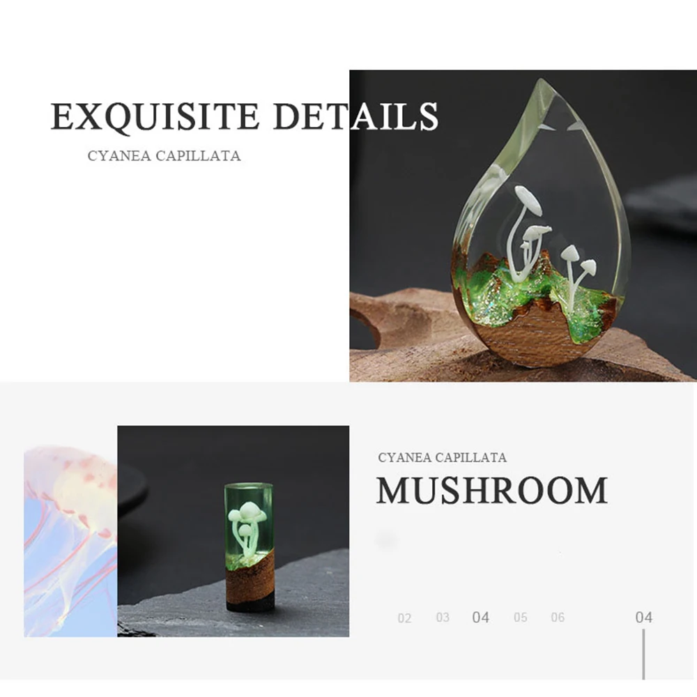 3Pcs Mix Style Crystal Epoxy Mini Mushroom Modeling Epoxy Mold DIY Crafts Filling Supplies UV Accessories Decoration