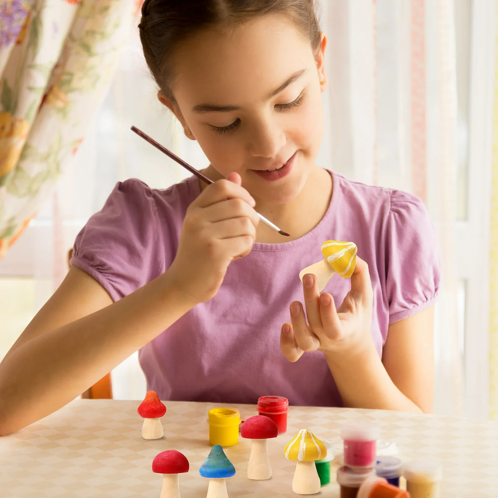 10/20 pcs Unfinished Wooden Mushrooms DIY Natural Craft Kit Multi Shape Mushroom Art Doodling Handmade Decor Materials