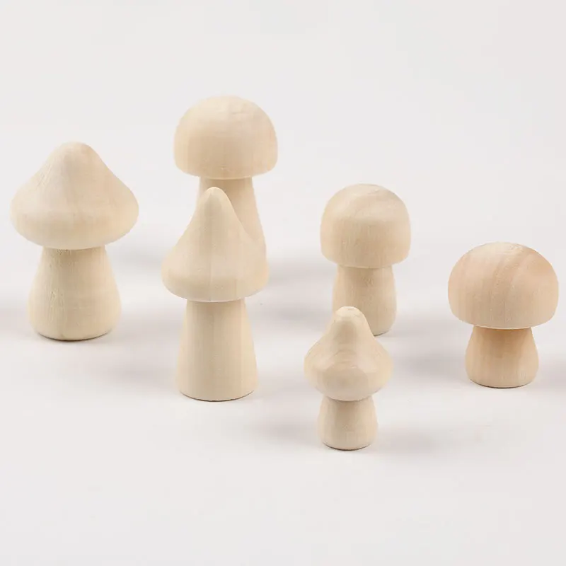 10/20 pcs Unfinished Wooden Mushrooms DIY Natural Craft Kit Multi Shape Mushroom Art Doodling Handmade Decor Materials