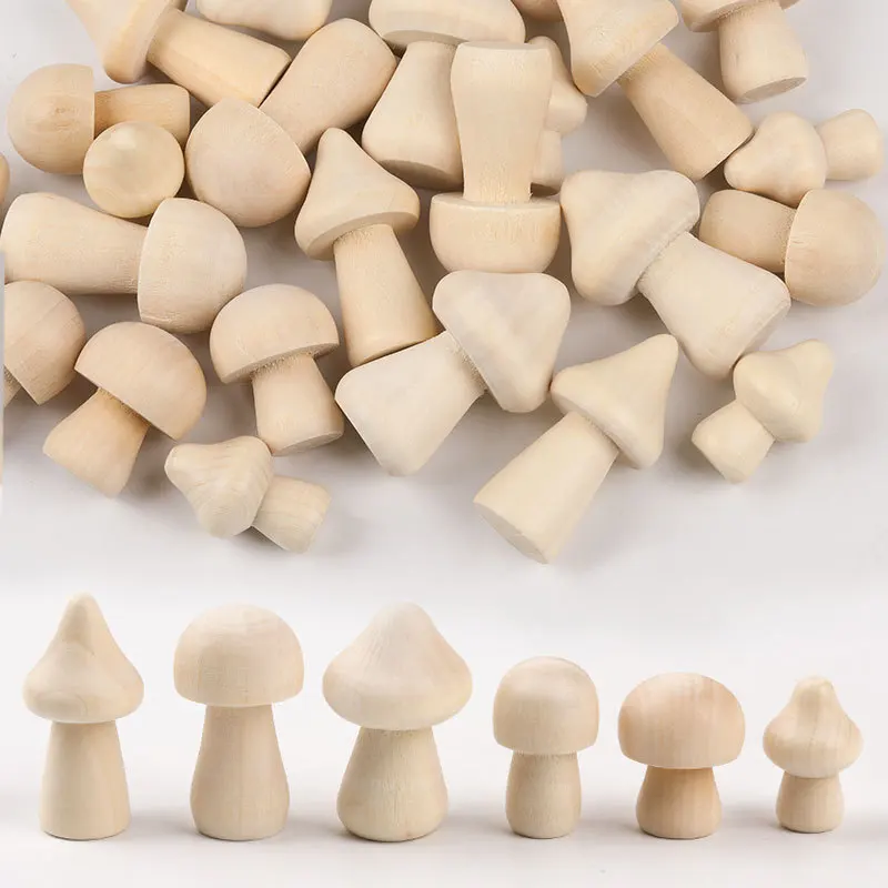 10/20 pcs Unfinished Wooden Mushrooms DIY Natural Craft Kit Multi Shape Mushroom Art Doodling Handmade Decor Materials