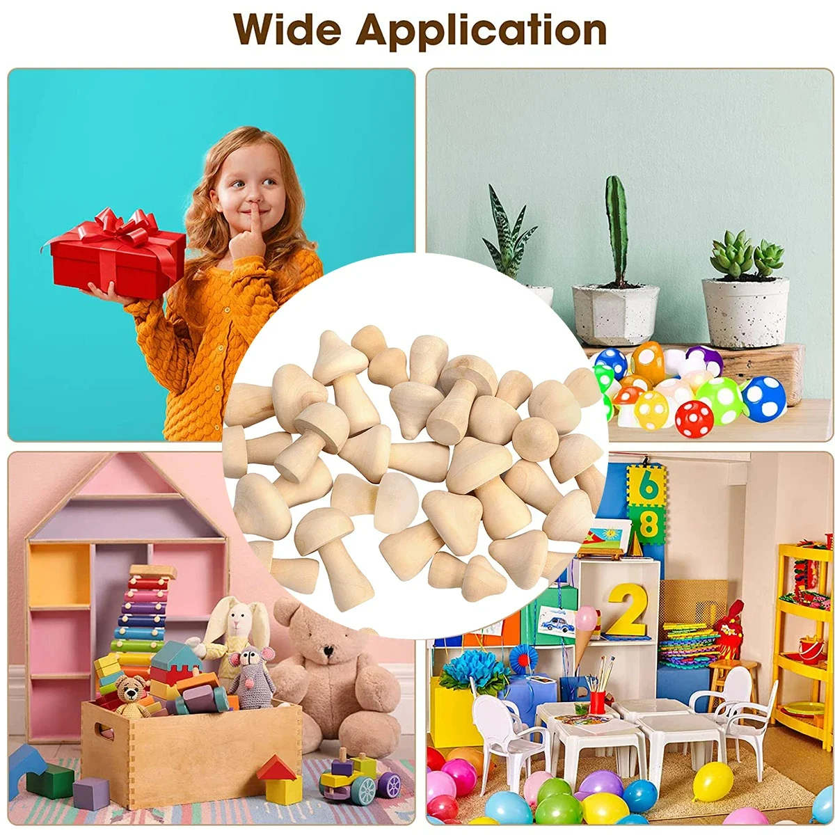 10/20 pcs Unfinished Wooden Mushrooms DIY Natural Craft Kit Multi Shape Mushroom Art Doodling Handmade Decor Materials