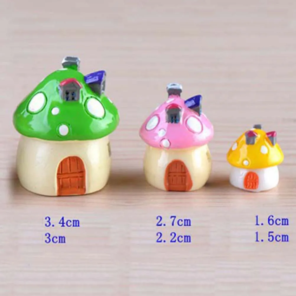3 Sizes Mushroom house Resin Fairy Garden Craft Decoration Miniature Micro Gnome Terrarium Mediterranean house Castle Gift