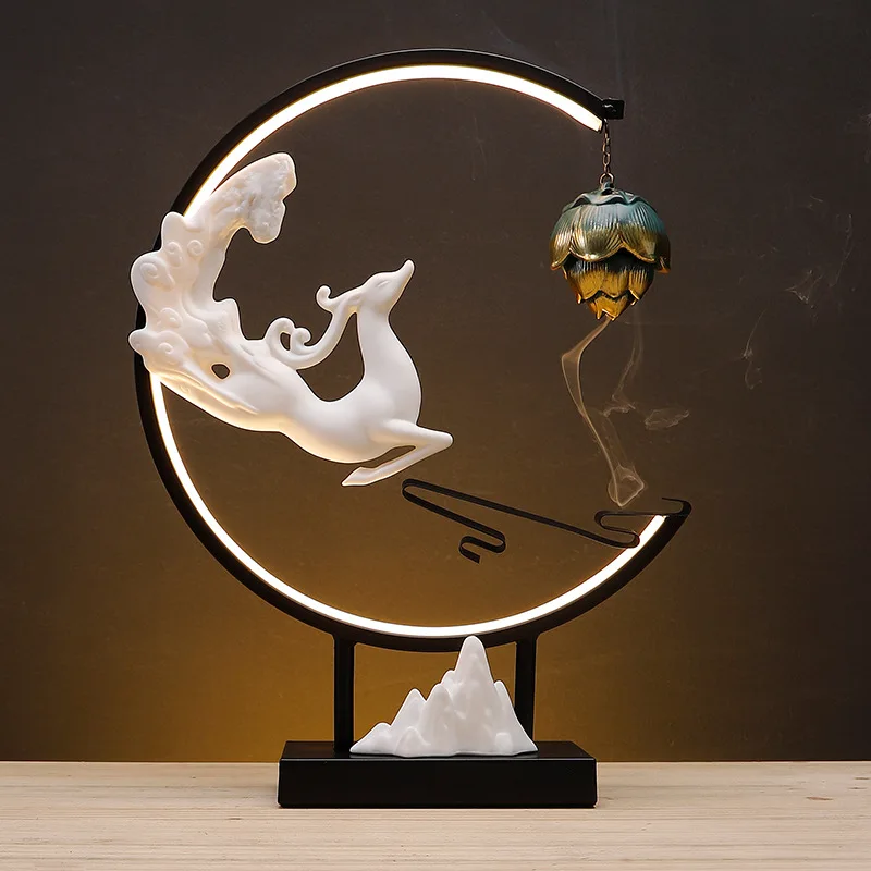 Lamp Ring Cloud Moon Ornaments Backflow Incense Burner Qianli Landscape Home Indoor Incense Creative Zen Tea Ceremony Ceramic