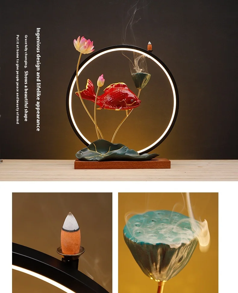 Lamp Ring Cloud Moon Ornaments Backflow Incense Burner Qianli Landscape Home Indoor Incense Creative Zen Tea Ceremony Ceramic