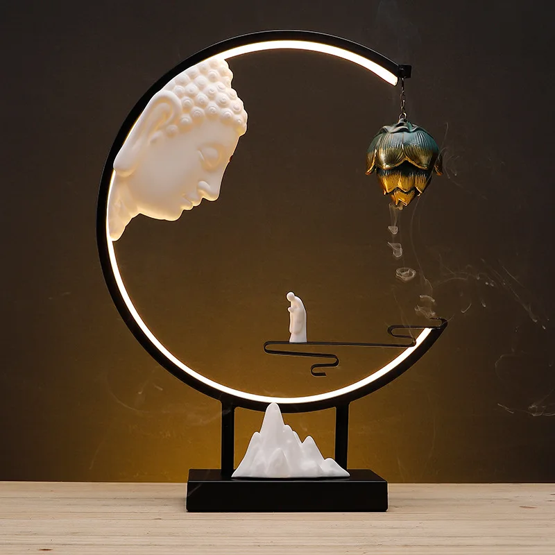 Lamp Ring Cloud Moon Ornaments Backflow Incense Burner Qianli Landscape Home Indoor Incense Creative Zen Tea Ceremony Ceramic