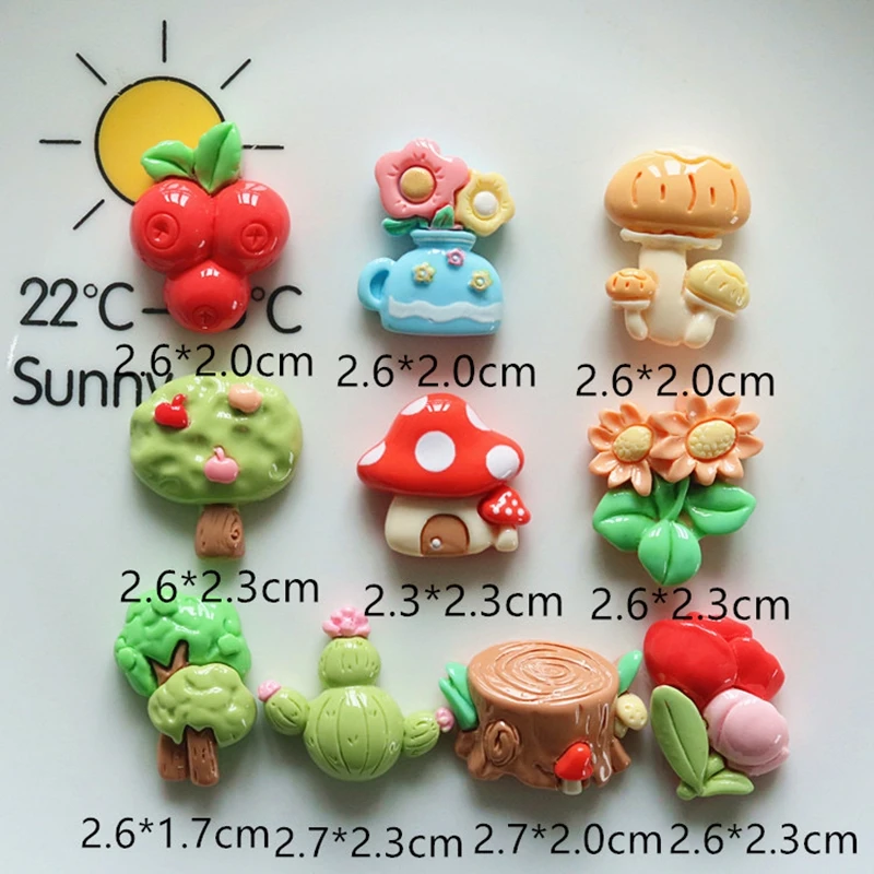 10Pcs New Cute Fruit Trees, Mushrooms, Flowers Series Resin Flatback Ornament Jewelry Making Manicure Hairwear Accessorie 10Pcs New Cute Fruit Trees, Mushrooms, Flowers Series Resin Flatback Ornament Jewelry Making Manicure Hairwear Accessorie