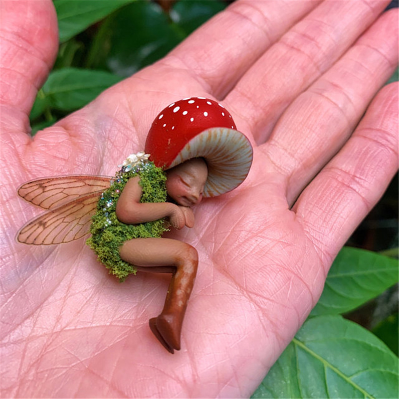 Mini Sleeping Mushroom Fairy Statue Hand Painted Resin Crafts Ornament for Home Garden Office Decorations Artware Children Gifts Mini Sleeping Mushroom Fairy Statue Hand Painted Resin Crafts Ornament for Home Garden Office Decorations Artware Children Gifts