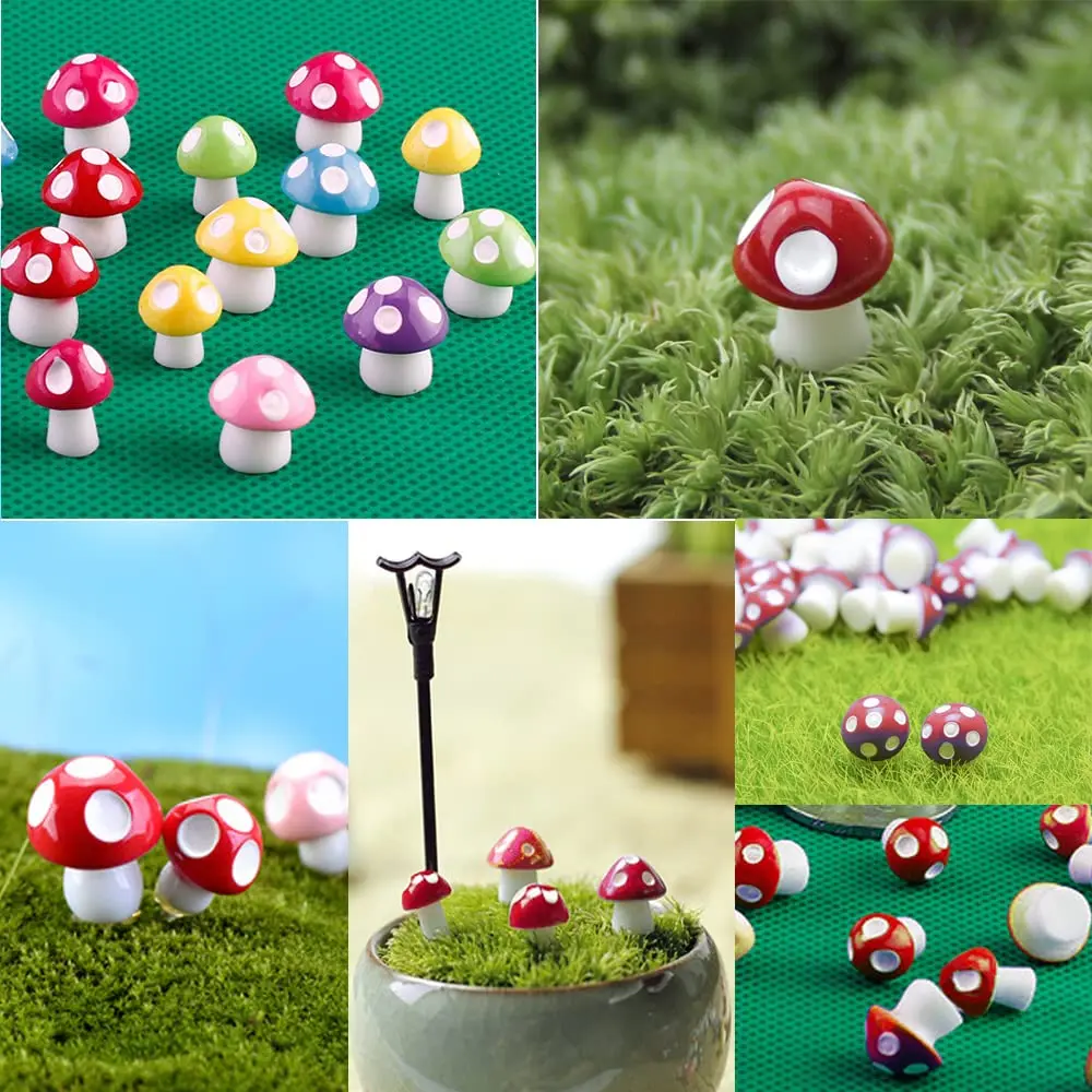 50PCS Colorful Tiny Mushrooms Miniature Figurines Ornament Fairy Garden Moss Landscape Ornaments for Outdoor Decoration 50PCS Colorful Tiny Mushrooms Miniature Figurines Ornament Fairy Garden Moss Landscape Ornaments for Outdoor Decoration