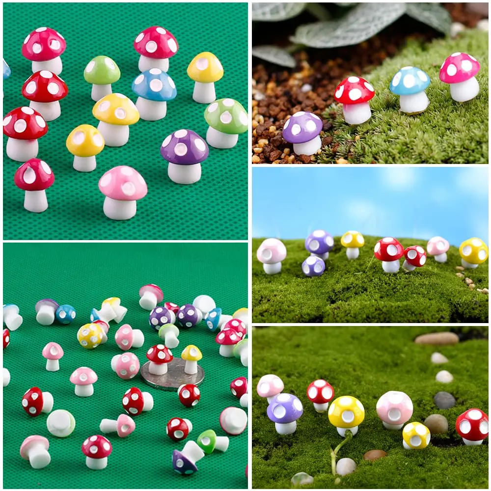 50PCS Colorful Tiny Mushrooms Miniature Figurines Ornament Fairy Garden Moss Landscape Ornaments for Outdoor Decoration 50PCS Colorful Tiny Mushrooms Miniature Figurines Ornament Fairy Garden Moss Landscape Ornaments for Outdoor Decoration
