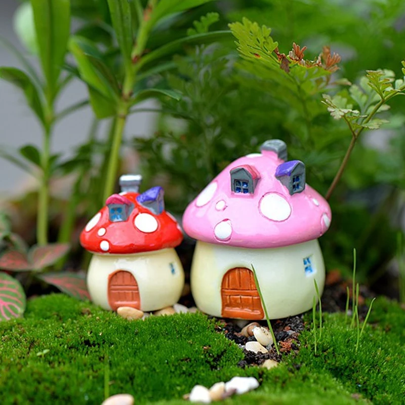 1Pc Mushroom House Resin Fairy Garden Craft Decoration Miniature Micro Gnome Terrarium Mediterranean House Castle 4 Sizes 1Pc Mushroom House Resin Fairy Garden Craft Decoration Miniature Micro Gnome Terrarium Mediterranean House Castle 4 Sizes
