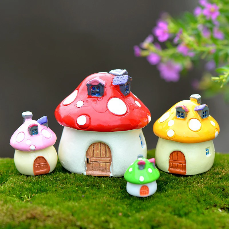 1Pc Mushroom House Resin Fairy Garden Craft Decoration Miniature Micro Gnome Terrarium Mediterranean House Castle 4 Sizes 1Pc Mushroom House Resin Fairy Garden Craft Decoration Miniature Micro Gnome Terrarium Mediterranean House Castle 4 Sizes