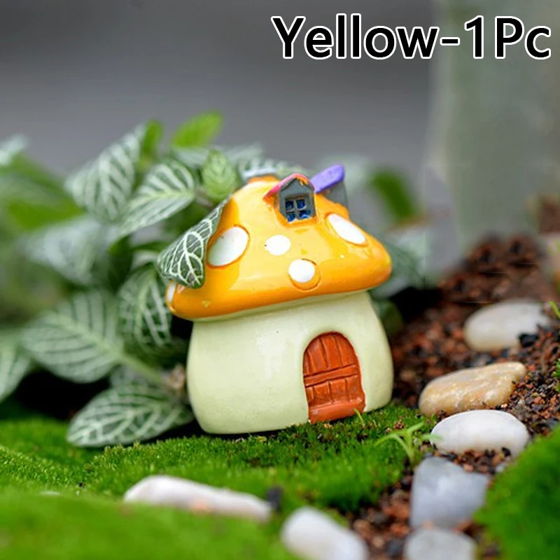 1Pc Mushroom House Resin Fairy Garden Craft Decoration Miniature Micro Gnome Terrarium Mediterranean House Castle 4 Sizes 1Pc Mushroom House Resin Fairy Garden Craft Decoration Miniature Micro Gnome Terrarium Mediterranean House Castle 4 Sizes
