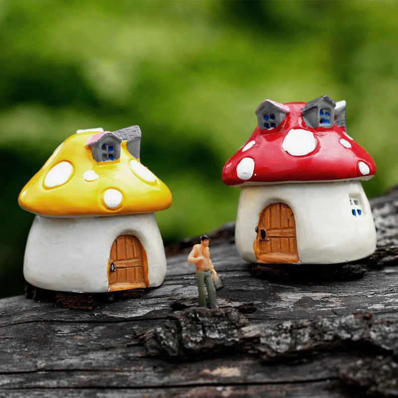 1Pc Mushroom House Resin Fairy Garden Craft Decoration Miniature Micro Gnome Terrarium Mediterranean House Castle 4 Sizes 1Pc Mushroom House Resin Fairy Garden Craft Decoration Miniature Micro Gnome Terrarium Mediterranean House Castle 4 Sizes