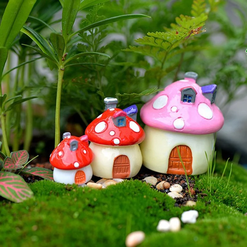 1Pc Mushroom House Resin Fairy Garden Craft Decoration Miniature Micro Gnome Terrarium Mediterranean House Castle 4 Sizes 1Pc Mushroom House Resin Fairy Garden Craft Decoration Miniature Micro Gnome Terrarium Mediterranean House Castle 4 Sizes