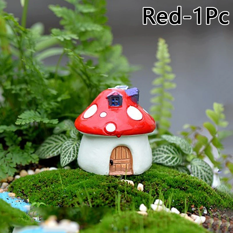 1Pc Mushroom House Resin Fairy Garden Craft Decoration Miniature Micro Gnome Terrarium Mediterranean House Castle 4 Sizes 1Pc Mushroom House Resin Fairy Garden Craft Decoration Miniature Micro Gnome Terrarium Mediterranean House Castle 4 Sizes