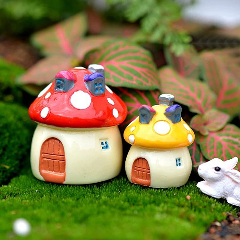 1Pc Mushroom House Resin Fairy Garden Craft Decoration Miniature Micro Gnome Terrarium Mediterranean House Castle 4 Sizes 1Pc Mushroom House Resin Fairy Garden Craft Decoration Miniature Micro Gnome Terrarium Mediterranean House Castle 4 Sizes