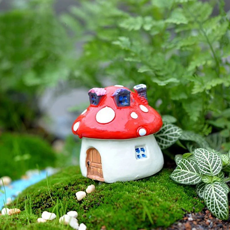 1Pc Mushroom House Resin Fairy Garden Craft Decoration Miniature Micro Gnome Terrarium Mediterranean House Castle 4 Sizes 1Pc Mushroom House Resin Fairy Garden Craft Decoration Miniature Micro Gnome Terrarium Mediterranean House Castle 4 Sizes